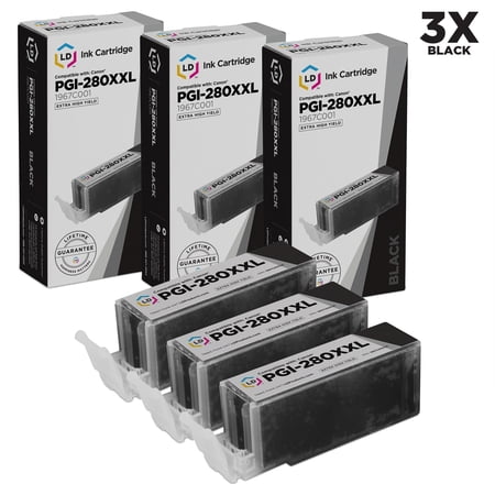 LD Compatible Cartridge Replacements for Canon PGI-280XXL 1967C001 Super High Yield (Pigment Black  3-Pack)