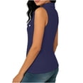 thumbnail image 7 of VBVC Women's Textured Zip Up Button Pocket Shirt,Ladies Collared V-Neck Sleeveless Blouse,Breathable Summer Office Daily Wear Tops For Women,Navy,S-2XL, 7 of 7