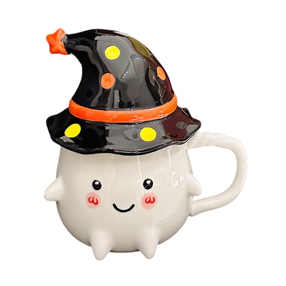 Halloween Cup Cute Coffee Cup With Witch Hat Lid And Handle Ceramic Cup Halloween Cup Kitchen Daily Necessities Double Wall Mug The Cellar Mugs Double Walled Glasses Cute Glass Coffee Cup 12oz Mug Set