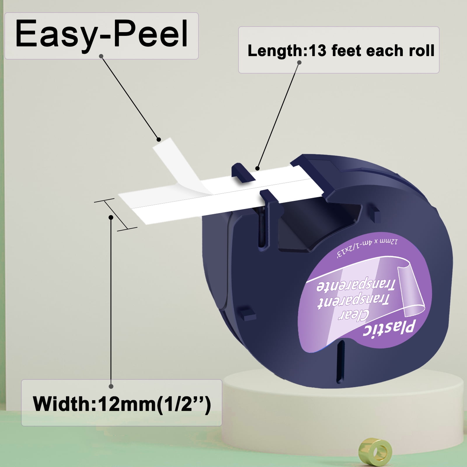 NineLeaf 10PK Compatible for DYMO LetraTag Refills 16952 12mm 1/2'' Black on Clear Plastic Label Maker Tape