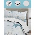 thumbnail image 3 of Twin XL Quilt Bedding Set, Starfish Coastal Reversible Summer Quilt 3 Pieces, Nautical Summer Beach Coral Shell Ocean Lightweight Bedspreads Coverlets with 2 Pillow Shams for All Seasons, 3 of 5