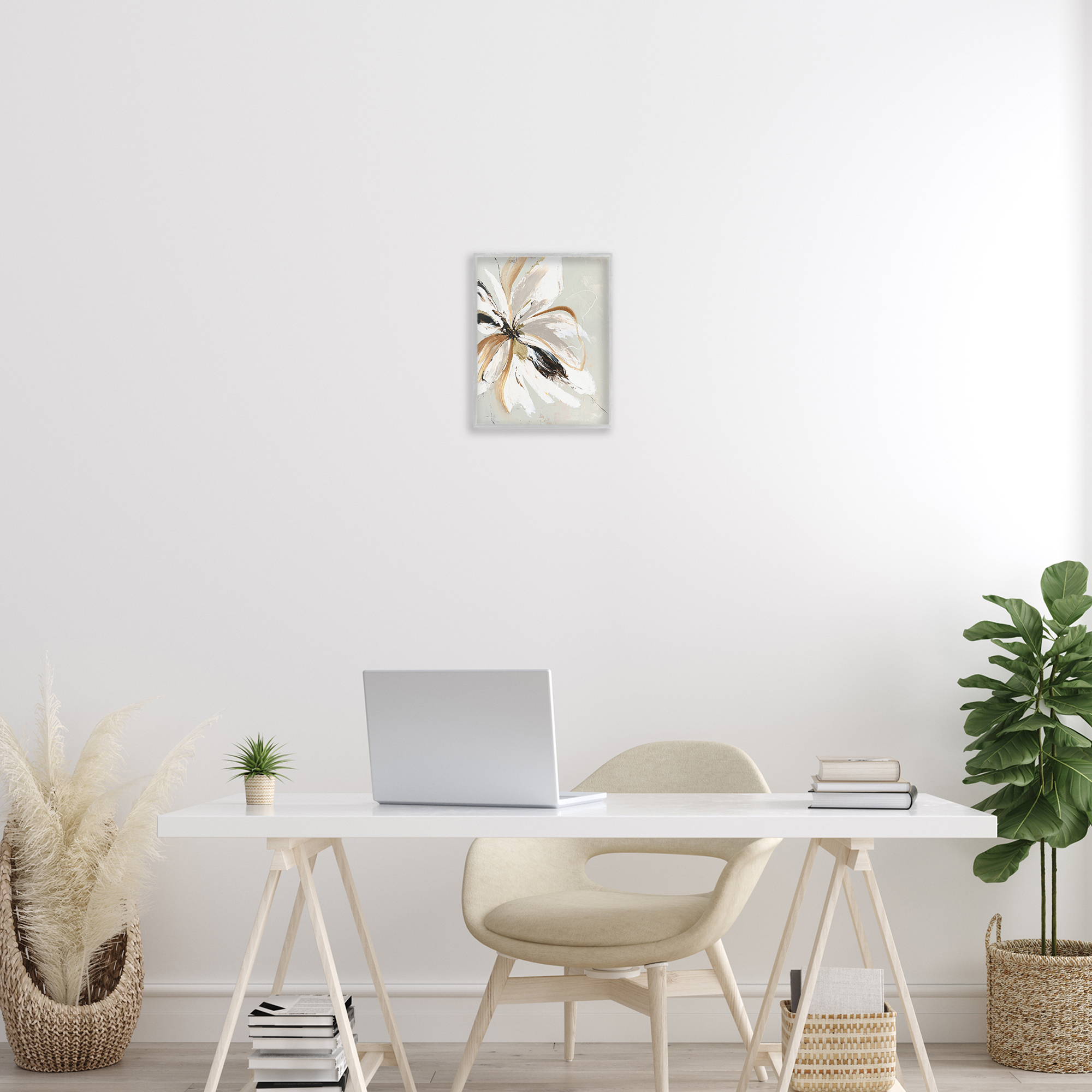 Expressive Cornelia Flower Gray Framed Giclee Art, design by Design Fabrikken