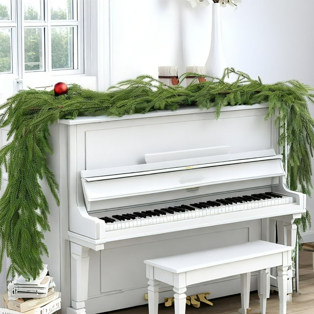 Amzcrzy Simulated Rattans Christmas Norfolk Garland Fork Norfolk Natural Garland Artificial Garland for Christmas Table Fireplace Wall Home Decoration Home Decor Room Decor Home and Kitchen