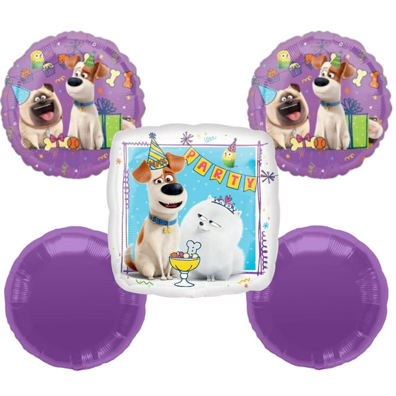 5 pc Secret Life Of Pets Dogs birthday party balloons Decorations supplies