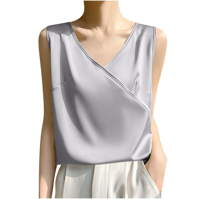 Dealovy Débardeurs pour Femmes Sans Manches Col en V Blouses Décontractées Amples T-Shirts