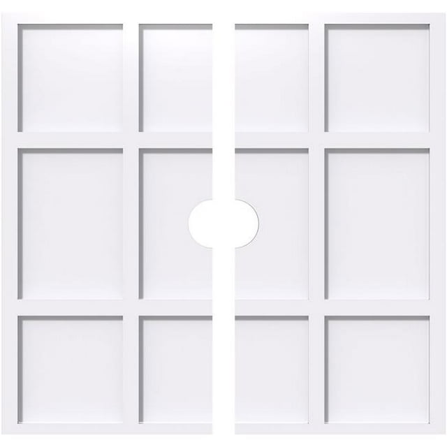 Ekena Millwork CMP38RK2-04000 38 in. OD x 4 in. ID Square Rubik Architectural Grade PVC Contemporary Ceiling Medallion - 2 Piece