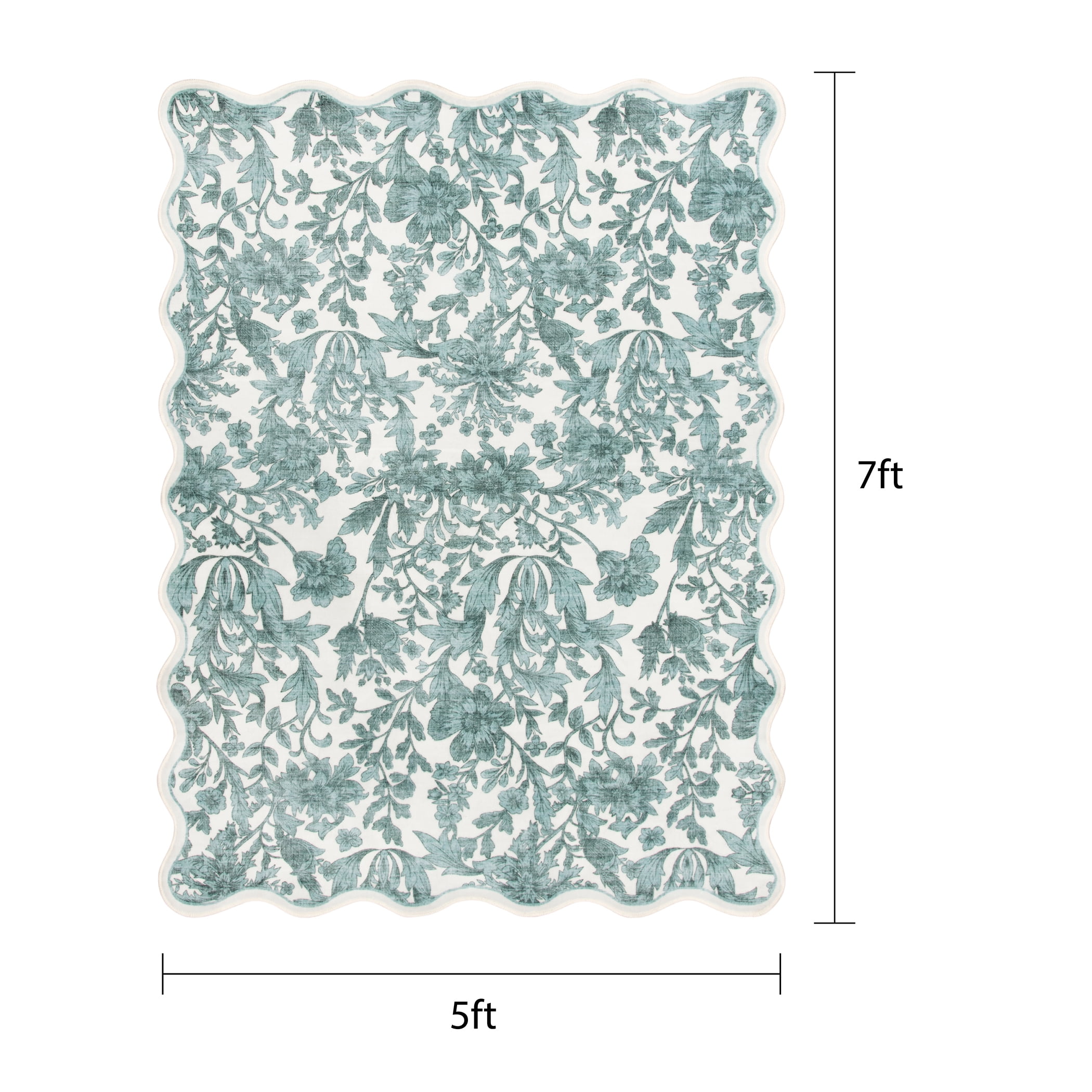 Mainstays 5'x7' Green Feather Faux Fur Scalloped Indoor Area Rug