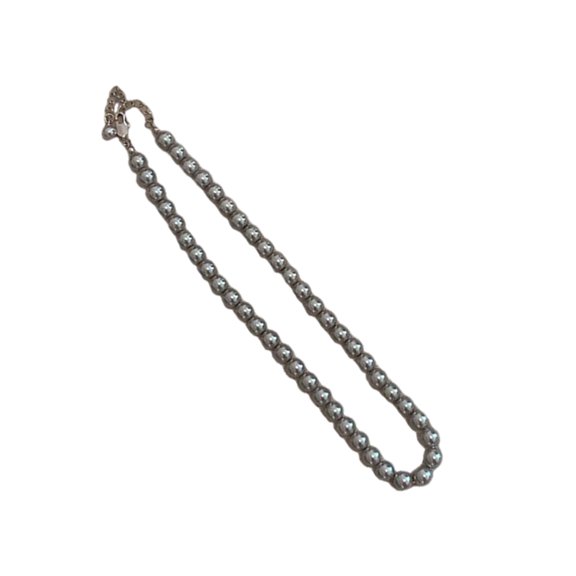 RUISINERY Elegant Silver Gray Pearls Necklace Portable Silver Gray Pearls Necklace Unique Neck Chain For Memorable Occasions
