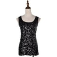 thumbnail image 2 of Anna-Kaci Womens Sparkle & Shine Glitter Sequin Embellished Sleeveless Round Neck Tank Top Medium Black, 2 of 6