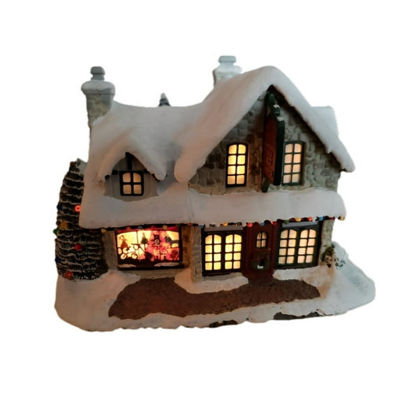 The Bradford Exchange Thomas Kinkade Santa's Workshop Village House Christmas Decoration Lights Up Issue #3