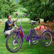 MOONCOOL 24/26 Electric Tricycle for Adults, 700W Peak Motor,7 Speeds Electric Trike w/ 36V 10.4Ah Removable lithium battery,3 Wheels Unisex Electric Bikes,16MPH,40Miles