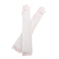 thumbnail image 1 of Pink Pink Extended Lace Five Finger Gloves For Women Breathable Mesh Long Arm Sleeve Cover Driving Sun Protection One Size Soft Stretchy Material Comfortable For Daily Use And Fashion, 1 of 2