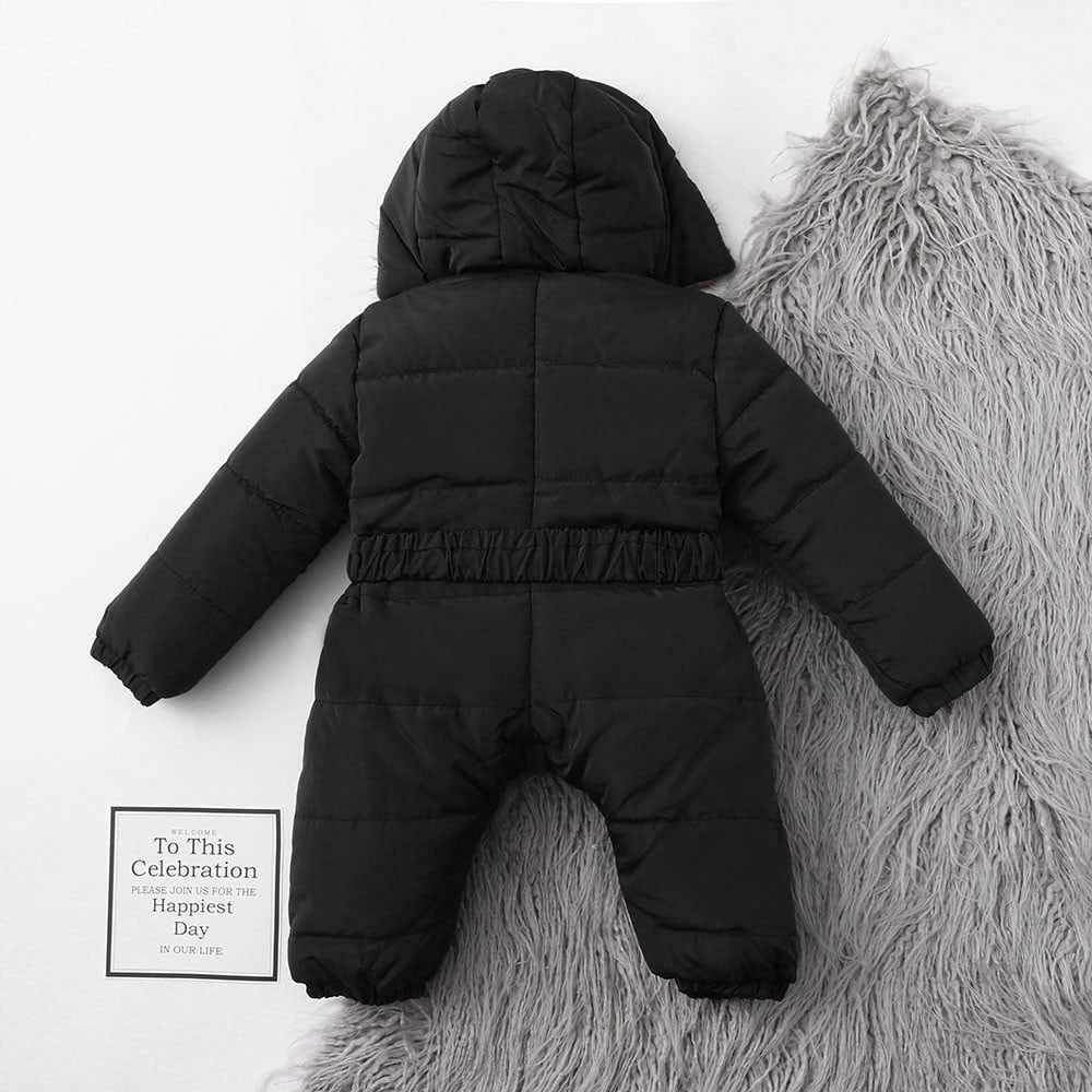 REDARER Winter Romper Jacket, -Lined Hooded Jumpsuit with Quilted Inner Layer, Warm Thick Coat for Baby Boys & Girls,Size:18-24 Months