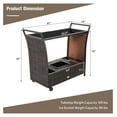thumbnail image 3 of RELAX4LIFE Outdoor Wicker Bar Cart with Removable Ice bucket, Patio Serving Counter Table with Glass Top & Wheels, Storage Compartments Rattan Rolling Trolley for Pool, Backyard,Porch Wine Cart, Brown, 3 of 9