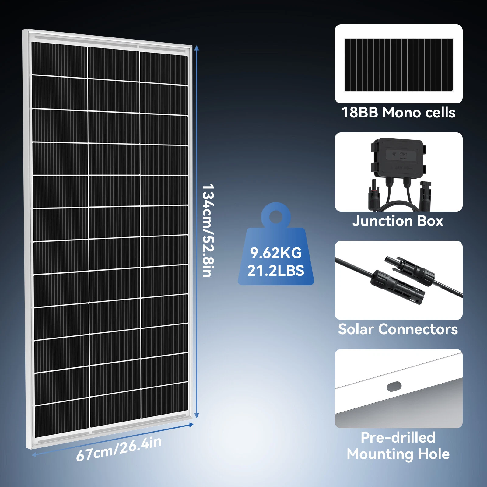 RVPOZWER 200W Watt Mono Solar Panel 12V charge Off-Grid Battery Power for RV Home Boat