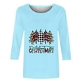 thumbnail image 4 of Patlollav Christmas Tops for Ladies,Womens Blouse 3/4 Sleeve Round Neck Casual Tops Gift, 4 of 6