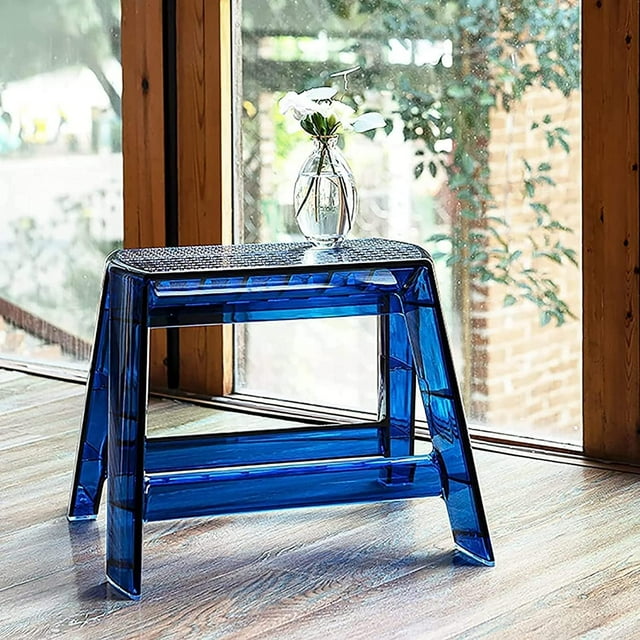 Acrylic Folding Portable Step Ladder for Adults - Transparent Step Stool for Indoor and Outdoor Use, Ideal for Kitchen, Library, and More