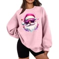 thumbnail image 3 of Feancey Funny Graphic Sweatshirts for Women Christmas Ugly Sweatshirt Oversized Long Sleeve Crewneck Pullover Cute Santa Claus Print Tops Pink XXL, 3 of 6
