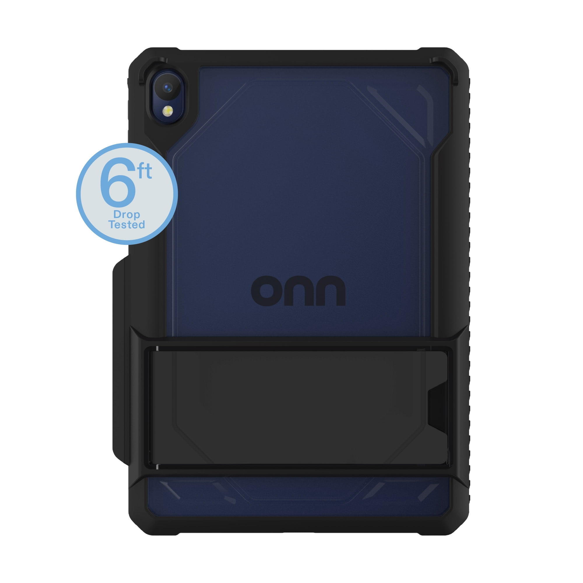 onn Slim Rugged Tablet Case with Kickstand for onn 8.1" Tablet (2026 Model) - Black/Clear