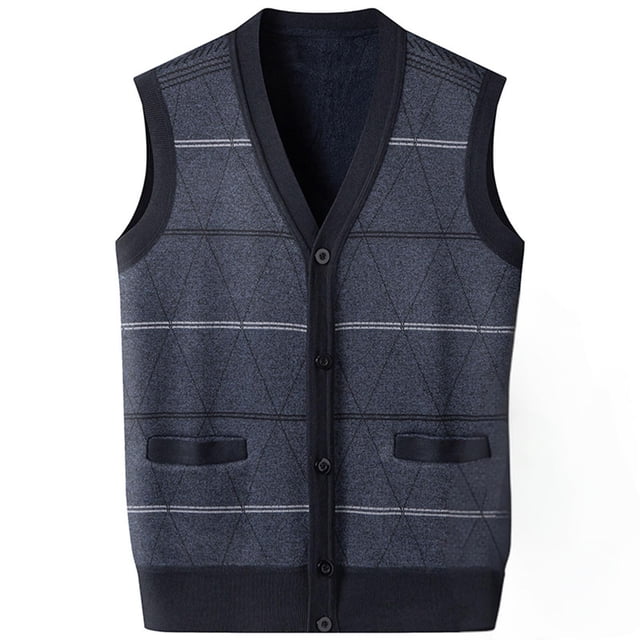 Funicet Man Knit Warm V-Neck Cardigan Waistcoat Coat
