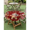 thumbnail image 3 of Outdoor Tablecloth with Umbrella Hole and Zipper, Gingerbread Christmas Round Table Cloth 60 Inch Waterproof Tablecloth, Xmas Balls Branches Red Picnic Table Cover for Patio Camping, 3 of 7