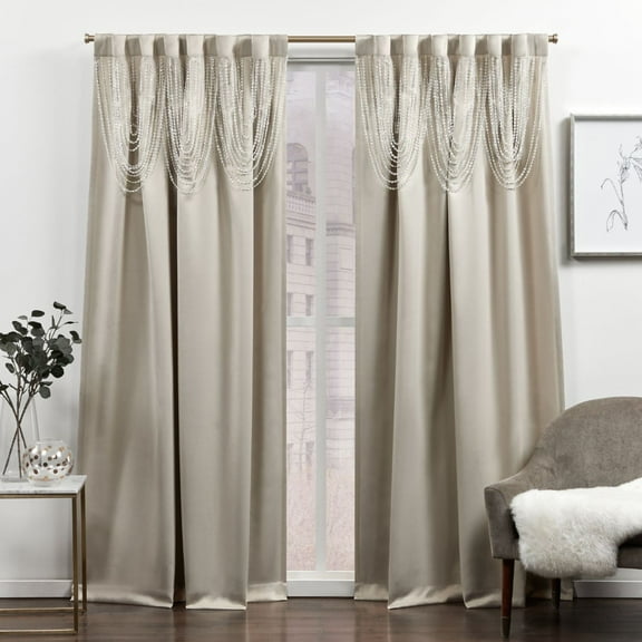 Exclusive Home Bliss Room Darkening Room Blackout HIdden Tab Top Curtain Panels, 54"x96", Sand, Set of 2