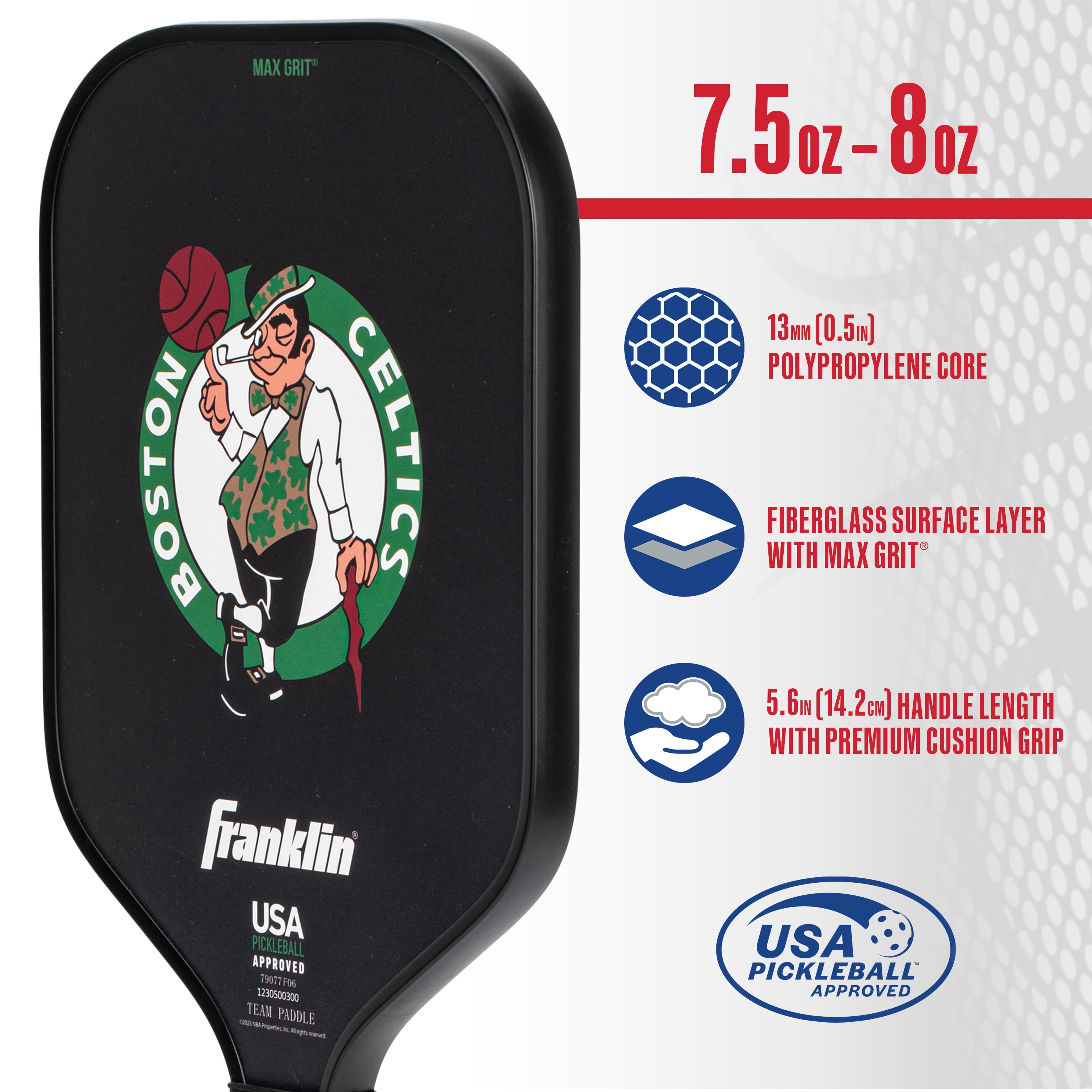 Franklin Sports NBA Boston Celtics Pickleball Paddle - Official NBA Team Pickleball Paddles - USAP (USAPA) Approved Premium Quality Pickleball Paddles - Authentic Team Logos + Colors