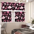 thumbnail image 2 of Pink Heart Kitchen Curtains and Valances Set 3 Pieces Black Kitchen Curtains Floral Window Treatments for Cafe Living Room Decor (54"x18"+27.5"x24"x2), 2 of 4