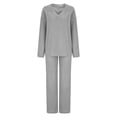 thumbnail image 6 of SDNall Two Piece Outfits Long Sleeve Solid Color Tops with High Waist Pants Baggy Warm Pajama Sets, 6 of 9