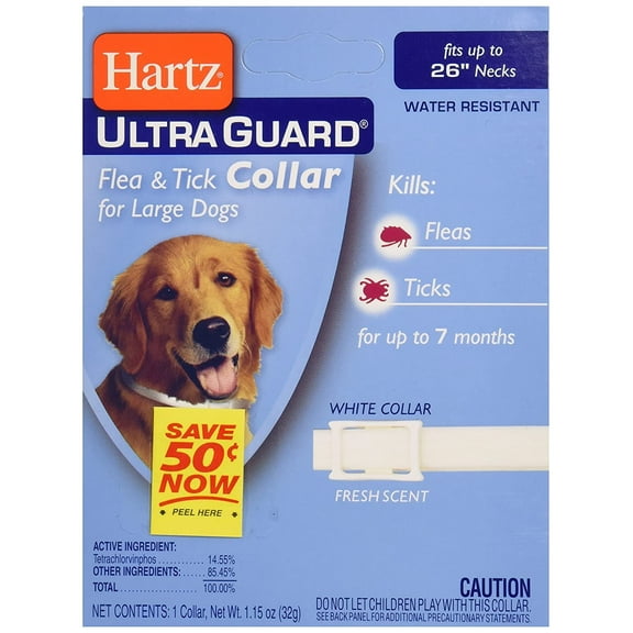Hartz 2 In 1 Dog Collar UltraGuard - Waterproof, Clip Fastener - Large, 1 Count Pack of 1