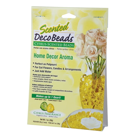 Scented Deco Beads (Lemon Lime Yellow) 1 Ounce Pack Makes 1 quart of Decorative Beads Gel Vase Filler