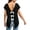 A1 Black, variant on Women's Open Back Top with Deep V Back Three Bow Details Short Sleeves and Split Hem Lightweight Breathable Going Out Summer Casual Shirt Black XL