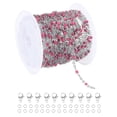 thumbnail image 1 of Cadena de cuentas de acero inoxidable Uxcell, 16.4 pies/5M cable de joyería con cuentas de esmalte (plata/rojo rosa, paquete de 1), 1 of 6