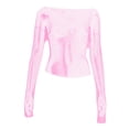 thumbnail image 4 of Swimsuit Coverup for Women Glitter Rhinestone Fishnet Mesh Long Sleeve Crewneck Cropped Top Beach Cover Up, 4 of 4