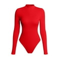 thumbnail image 3 of Youmylove Women Bodysuits Women's Basic Long Sleeve Ribbed Turtleneck Leotard Stretchy Bodysuit Tops Jumpsuits Comfy Body Suits Trendy Bodysuits Tops, 3 of 3