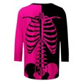 thumbnail image 5 of WEAIXIMIUNG T-Shirt Assorti pour Femmes, Imprimé Squelette, Col en V, Manches 3/4, 5 of 5