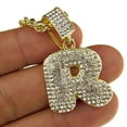 thumbnail image 3 of Bubble Letter R Block Initial 24" Hip Hop Rope Chain Bling Pendant Gold Finish Monogram Name Necklace, 3 of 5