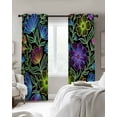 thumbnail image 2 of Abstract Flower Blackout Curtains for Bedroom, Thermal Insulated Window Treatment, Geometric Colorful Floral Leaf Plant Grommet Top Blackout Draperies and Drapes for Basement 27.5"x39" 2 Panels, 2 of 8