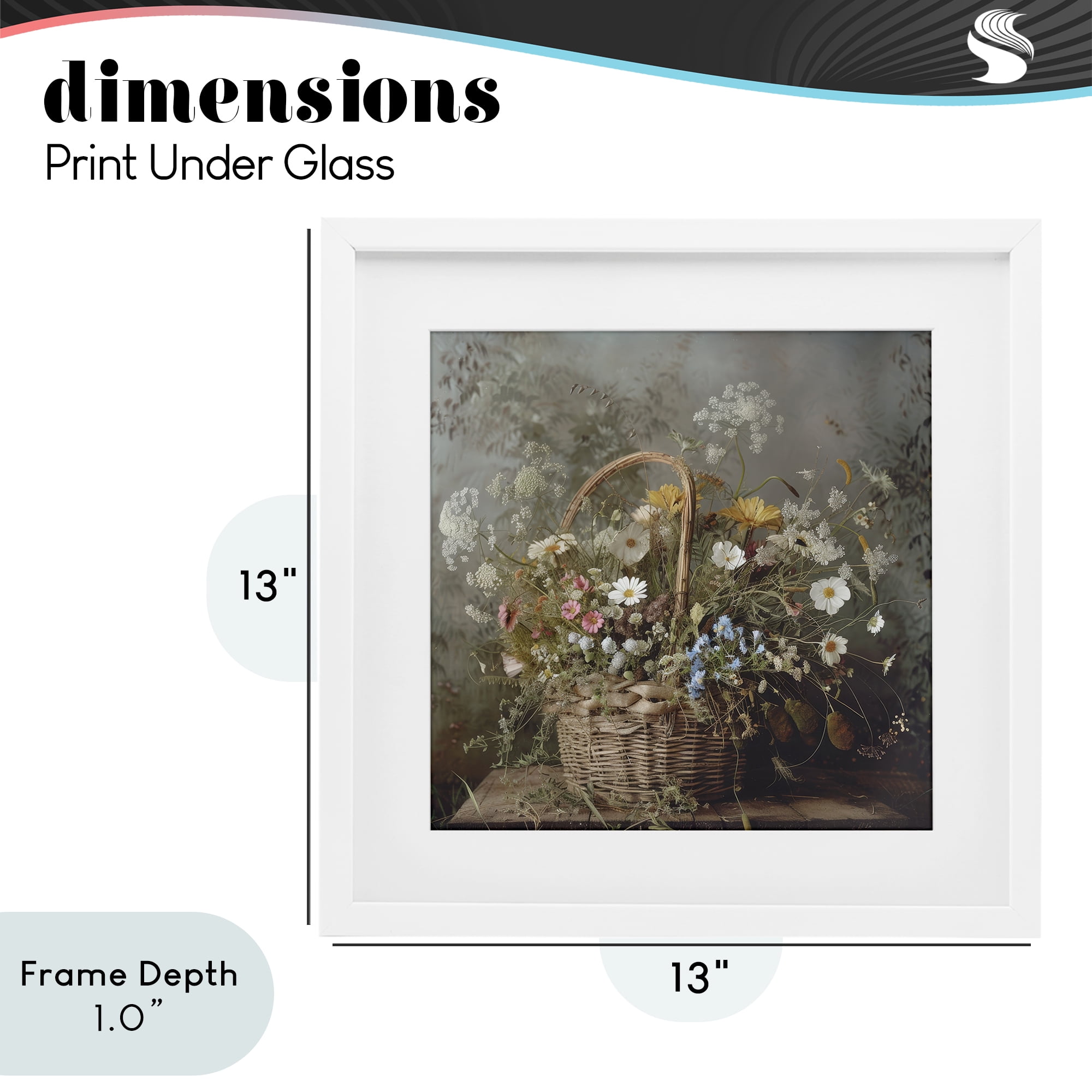 Stupell Industries Rustic Basket with Flowers White Framed Print Under Glass, design by Lazar Studio