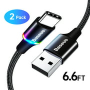 Baseus USB Type C Charging Cable 1.6FT QC 3.0 LED Fast Charging Wire Cord for Samsung Xiaomi Huawei,Black