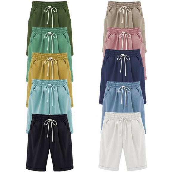 EaskTriop Womens Bermuda Shorts Quick Dry High Waisted Athletic Walking Shorts with Pockets Elastic Drawstring Comfy Outdoor Summer Shorts