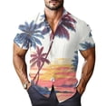 thumbnail image 2 of Domuza Men's Hawaiian Tropical Shirt Short Sleeve Stylish Casual Button T Shirt Summer Loose Fit Lightweight Tees Pink 4XL, 2 of 7