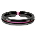 thumbnail image 4 of Grey Titanium Ring Band Wedding Pink Grooved Sapphire (Colors) Round, 4 of 7
