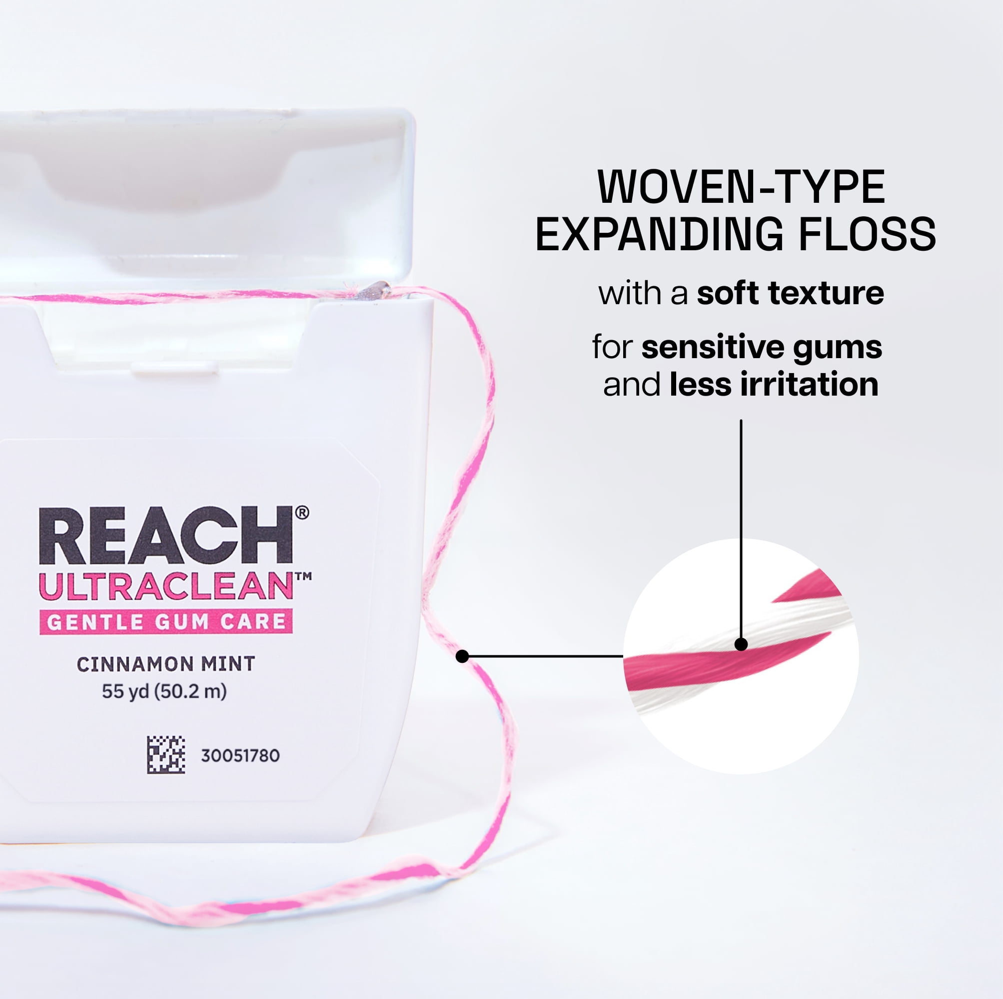 (2 pack) REACH Ultraclean Gentle Gum Care Expanding Dental Floss 50YD