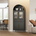 thumbnail image 3 of Gaeanet 73" H Metal Arched Cabinet with 4 Door &1 Drawer, Arched Bookcase with 2 Shelves,Modern Farmhouse Versatile Bookshelf for Home Office, Bedroom,Kitchen,Black,Assembly Required, 3 of 7
