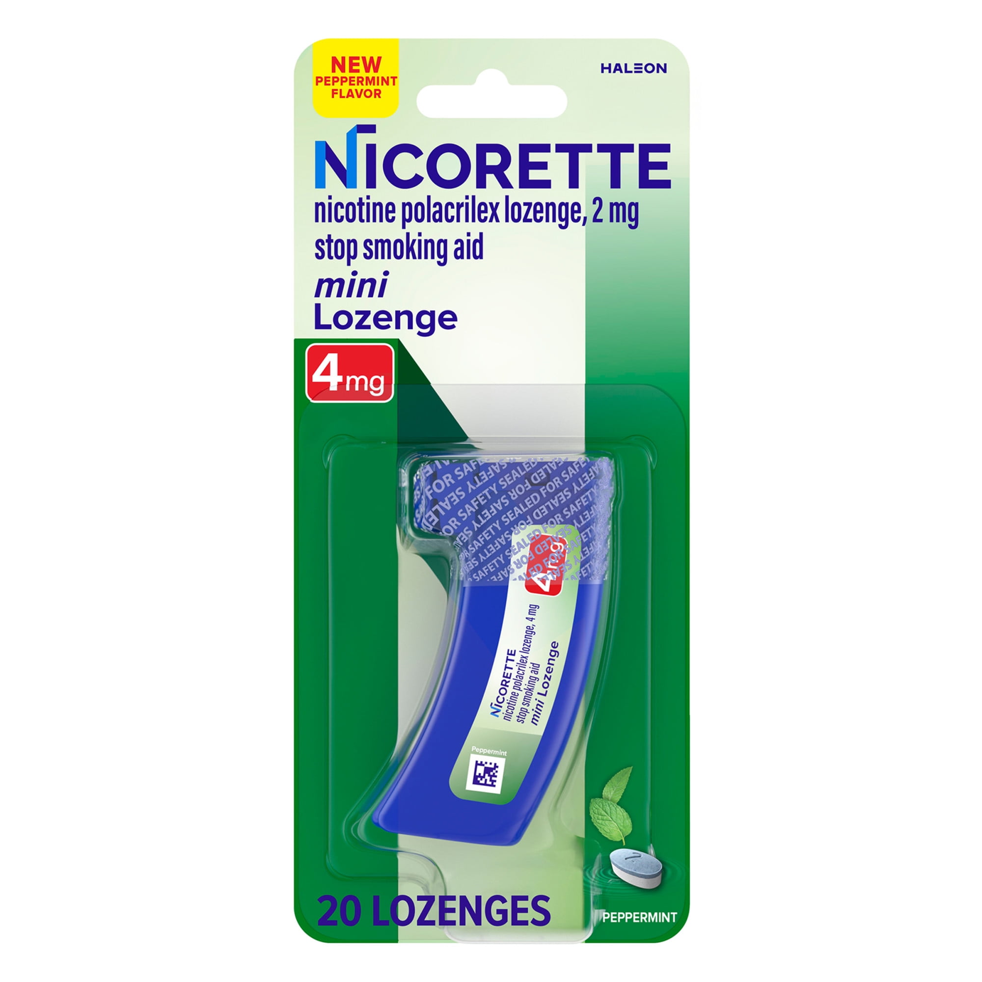 (3 pack) Nicorette Mini Nicotine Lozenges, 4 Mg Stop-Smoking Aid, Peppermint Flavor, 20 Count