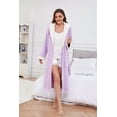 thumbnail image 3 of U2SKIIN Womens Hooded Fleece Robes, Soft Long Bathrobe Fluffy Warm Loungewear,(Purple Mel.2XL-3XL), 3 of 5