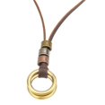 thumbnail image 3 of Chaîne en Corde Réglable en Cuir pour Hommes Pendentif Vintage en Corde Collier Deux Cercles Marron, 3 of 9