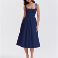 thumbnail image 4 of Vestido ajustado fruncido para mujer Sin mangas Color sólido Traje de vacaciones (Azul oscuro M) Tmvgtek Para estrenar, 4 of 8