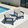 thumbnail image 5 of SERWALL 2PCS Outdoor HDPE Patio Couch Sets with Cushions, Weather-Resistant Patio Furniture for Poolside, Patio, Balcony, Porch & Backyard, Blue / Khaki, 5 of 9
